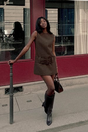 Belted Structured Mini Dress