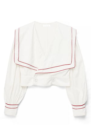 Offwhite Big Collar Cotton Blouse