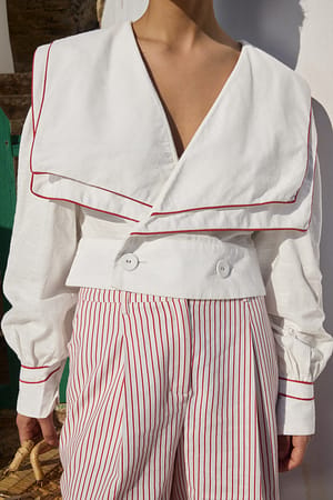 Offwhite Blouse en coton à grand col