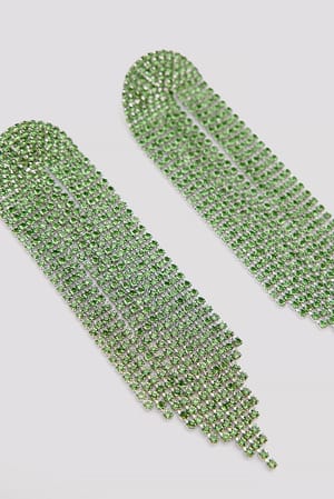 Lime Big Long Strass Earrings