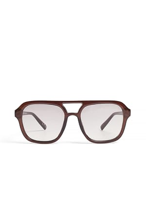 Brown Big Retro Look Sunglasses