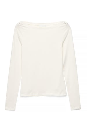 Offwhite Boat Neck Long Sleeve Top