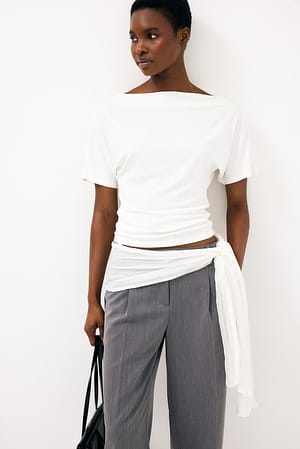 White Camiseta de cuello barco