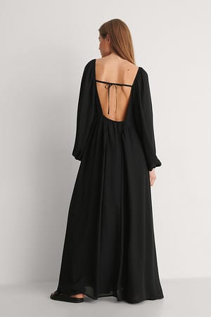 Black Open Back Maxi Dress