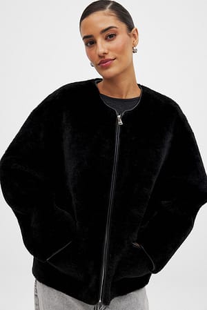 Black Bonded Teddy-Jacke