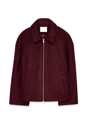 Burgundy Boucle Zip Jacket