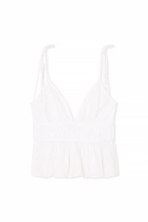 White Top de algodón con detalle trenzado