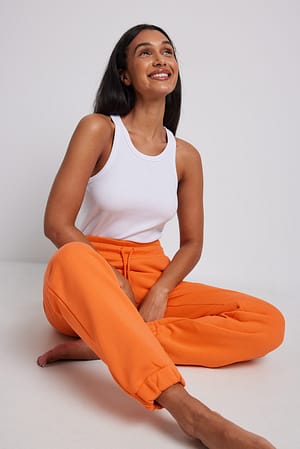 Orange Brushed Drawstring Sweatpants