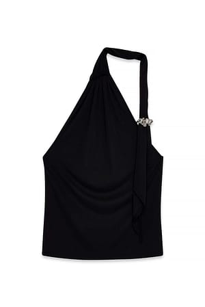 Black Buckle Detail Top