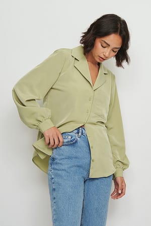 Slate Green Chemise Manches Ballon
