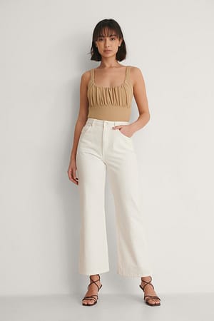 Beige Body De Jersey Con Volantes
