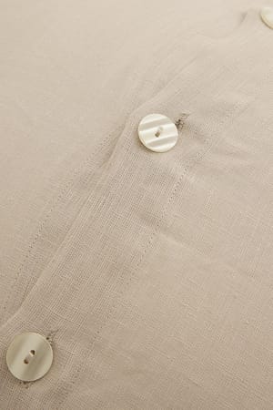 Beige Funda de cojín de lino con botones