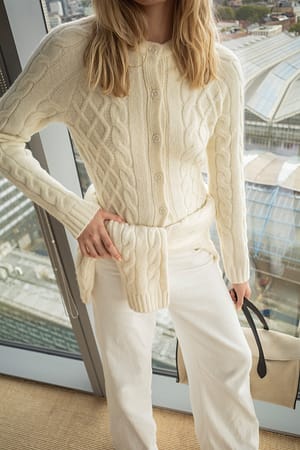 Offwhite Cable Knit Cardigan