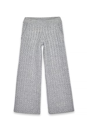 Light Grey Pantalon en maille torsadée