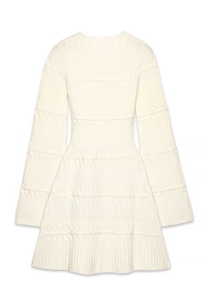 Offwhite Cable Knitted Flare Mini Dress