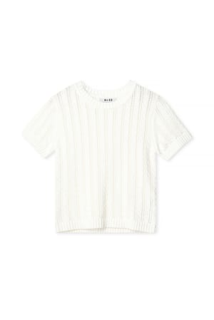 White Kortærmet kabelstrikket top