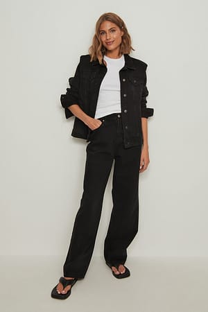 Black High Rise Relaxed Jeans