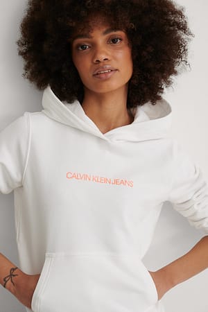 Bright White/Shocking Orange Organic Shrunken Institutional Hoodie