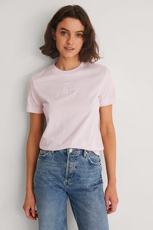 Pink Organic Monogram Logo Tee