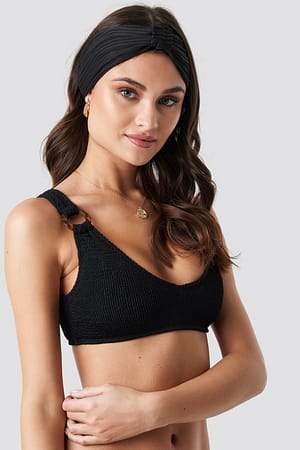 Tortoise Detail Smocked Bikini Top