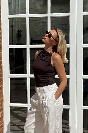 Dark Brown Buckle Detail Top