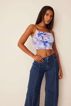 Swirl Print Chain Strap Top