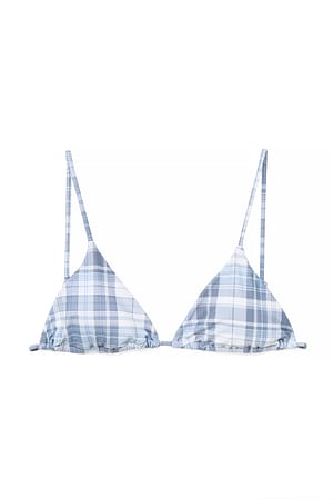 Blue Check Checked Triangle Bikini Top