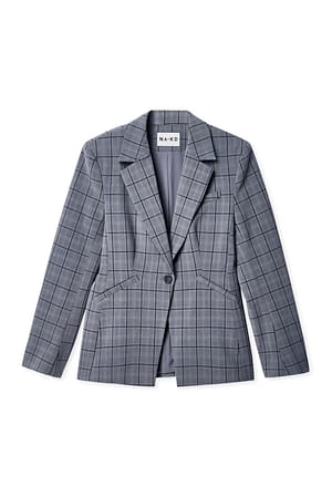 Check Tettsittende blazer med ruter