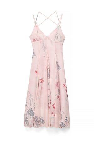All Over Print Chiffon Strap Midi Dress
