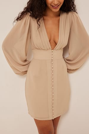 Chiffon mini-jurk met knopen