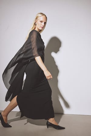 Black Chiffon-Cape-Kleid