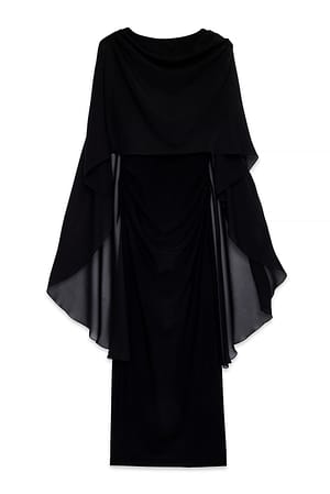 Black Chiffon Cape Dress