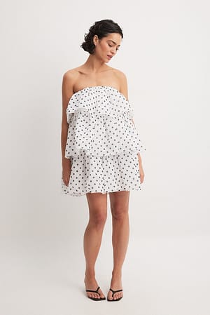 Print Chiffon gelaagde mini-jurk zonder bandjes