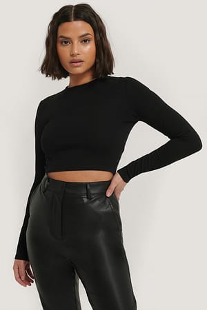Black Long Sleeve Jersey Top