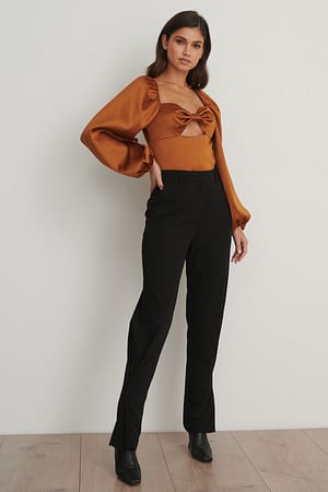 Black Slim Ankle Suit Pants