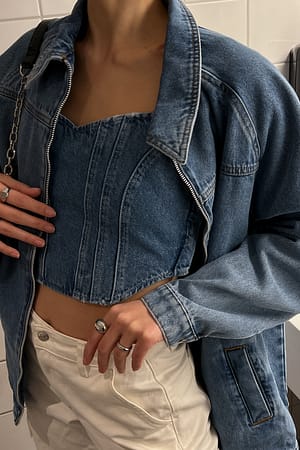 Light Blue Corset Denim Top