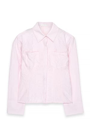 Light Pink Camisa entallada efecto arrugado