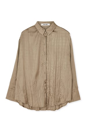 Taupe Crinkled Satin Shirt