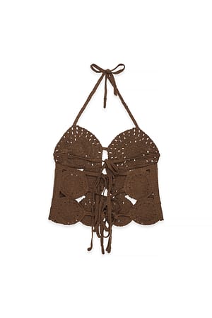 Brown Crochet Detail Singlet