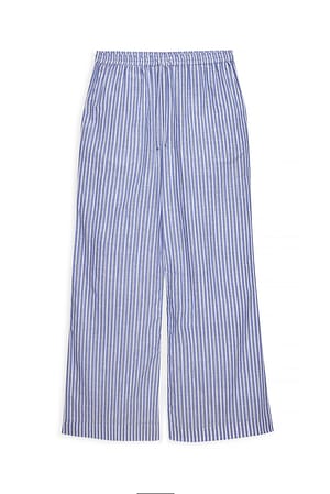 Blue/White Stripe Crochet Insert Mid Waist pants