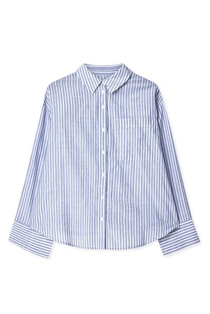 Blue/White Stripe Chemise rayée avec empiècements au crochet