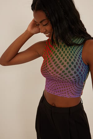 Dot Print Kort linne i mesh