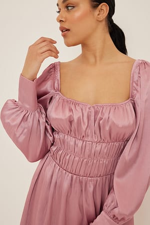 Dusty Pink Satijnen mini-jurk