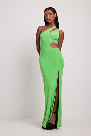 Green Cut out Maxikleid mit hohem Schlitz