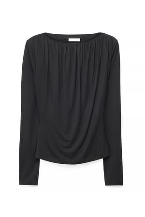 Black Drapad topp med djup rygg