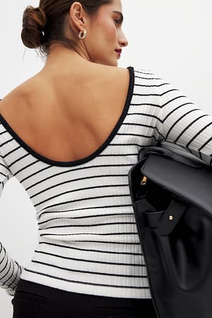 Black Stripe Deep Back Stripe Top