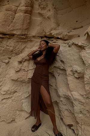 Brown Jurk van mesh