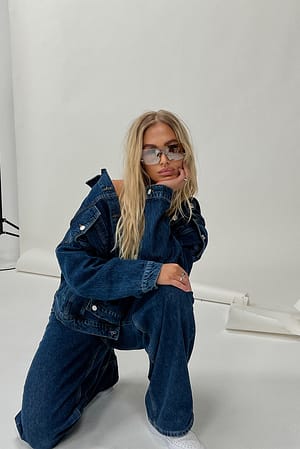 Mid Blue Organische oversized jeansjack
