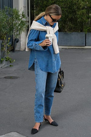 Blue Wash Detaljert denim