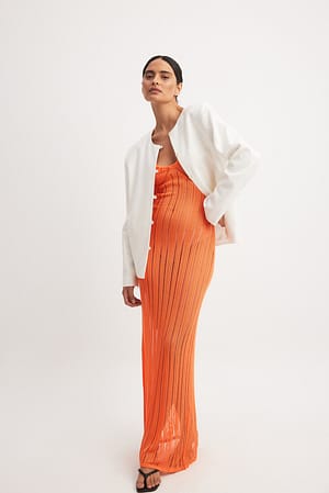 Orange Strick-Maxikleid im Used Look